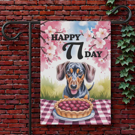 Black Tan Dachshund Pi Day Garden Flag