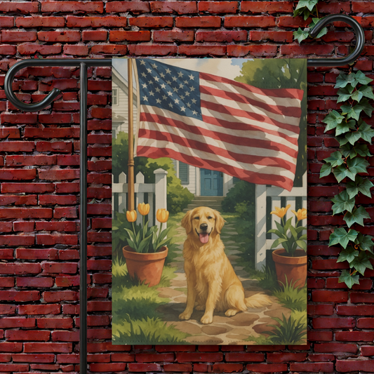 Golden Retriever Independence Day Garden Flag