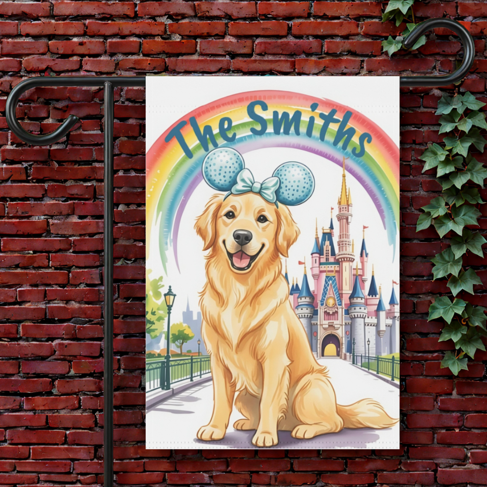Golden Retriever Magical Kingdom Garden Flag 12'' × 18''