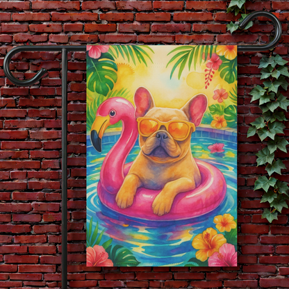 Fawn French Bulldog Pool Garden Flag