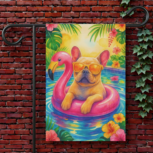 Fawn French Bulldog Pool Garden Flag