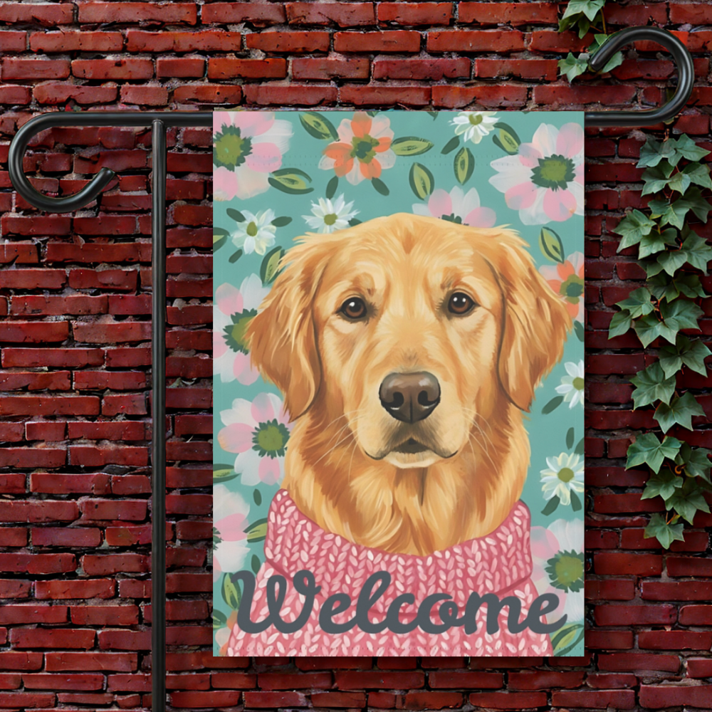 Welcome Golden Retriever Garden Yard Flag 12'' × 18''
