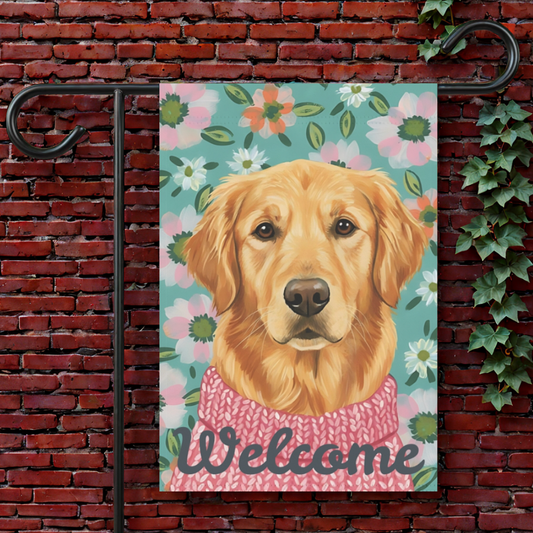 Welcome Golden Retriever Garden Yard Flag 12'' × 18''