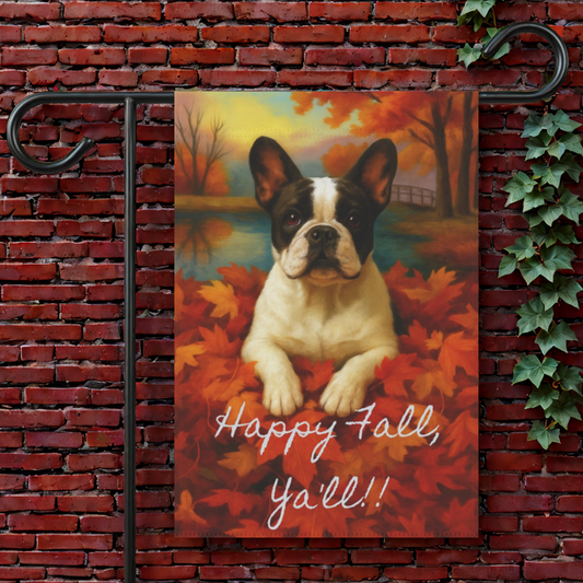 Piebald French Bulldog Fall Ya'll Garden Flag