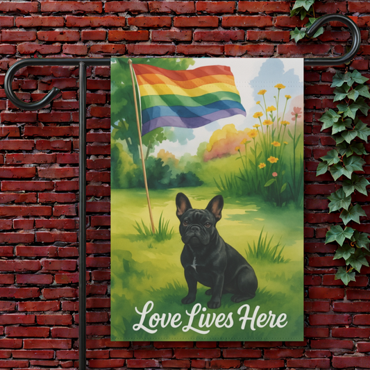LGBTQ+ Pride Black French Bulldog Garden Flag
