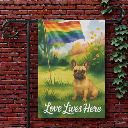 LGBTQ+ Pride Fawn French Bulldog Garden Flag