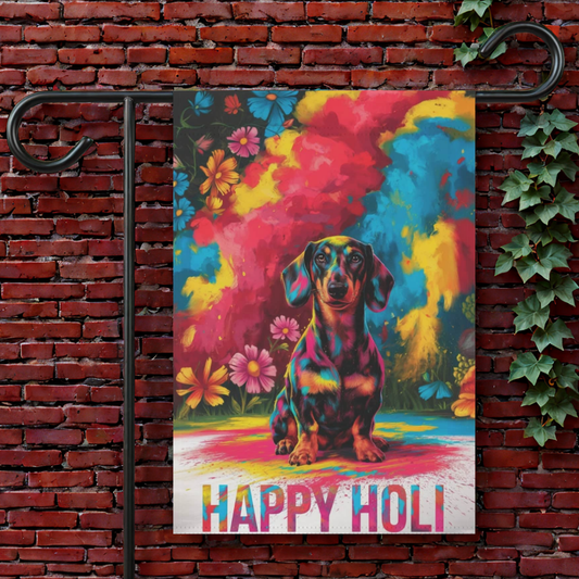 Black Tan Dachshund Holi Garden Flag