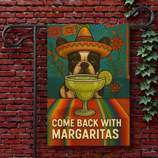 Piebald French Bulldog Cinco de Mayo Fiesta Garden Flag