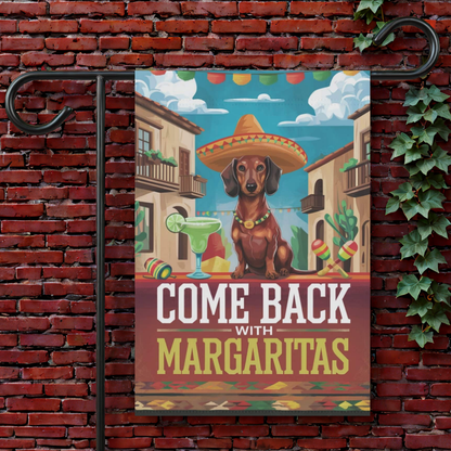 Red Dachshund Margarita Garden Flag