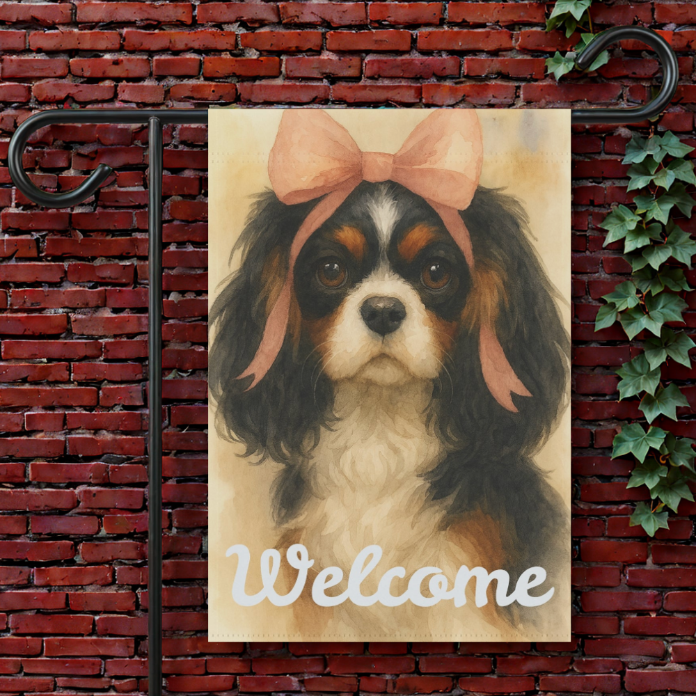 Tricolor Cavalier Pink Coquette Garden Flag