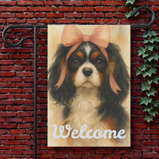 Tricolor Cavalier Pink Coquette Garden Flag