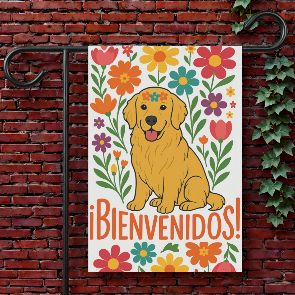 Golden Retriever Bienvenidos Garden Flag