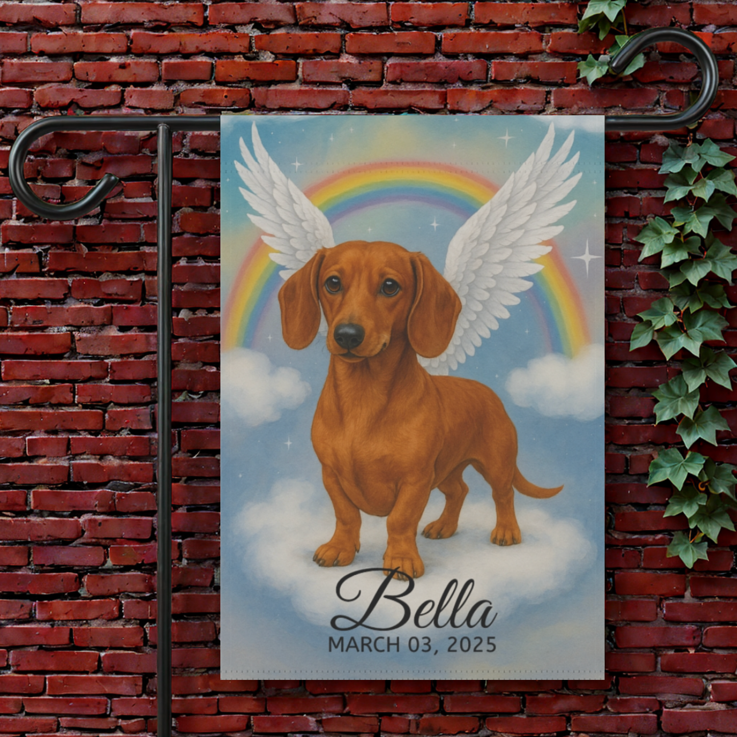 Red Dachshund Angel Garden Flag
