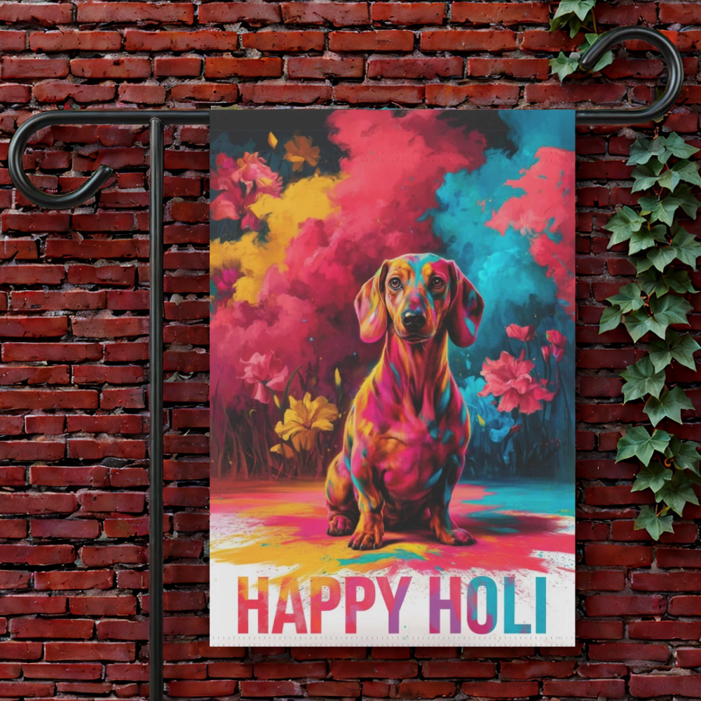 Red Dachshund Holi Garden Flag