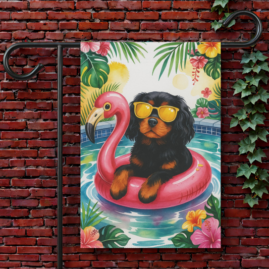 Black Tan Cavalier Pool Garden Flag