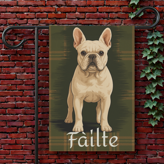 White French Bulldog Scottish Welcome Garden Flag
