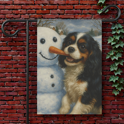 Tricolor Cavalier Snowman Garden Flag