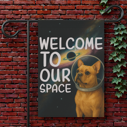 Fawn French Bulldog Space Garden Flag