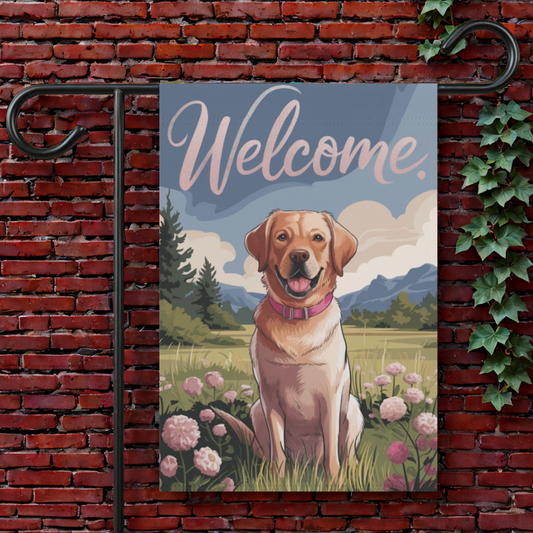 Welcome Yellow Labrador Garden Flag