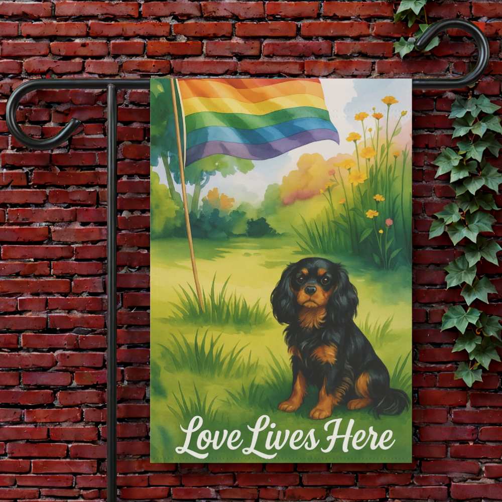 LGBTQ+ Black Tan Cavalier Garden Flag