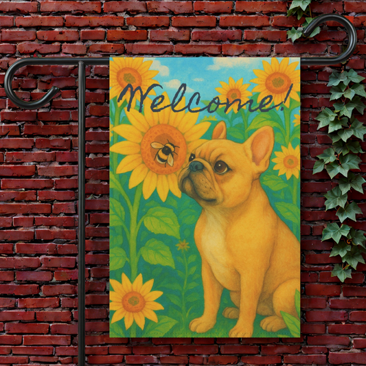Fawn French Bulldog Sunflower Garden Flag