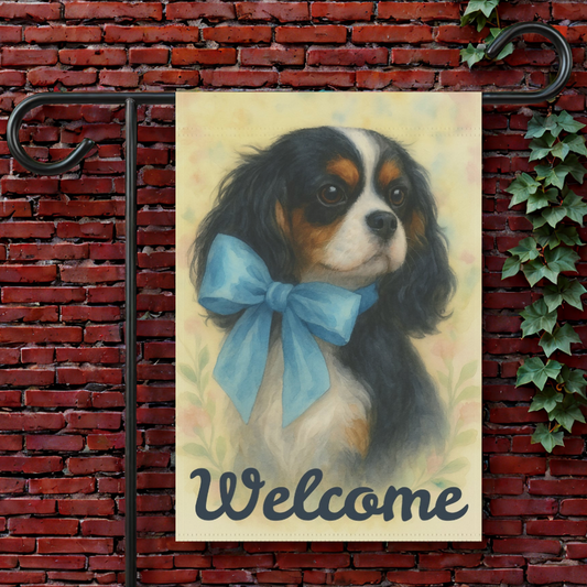 Tricolor Cavalier Blue Coquette Garden Flag