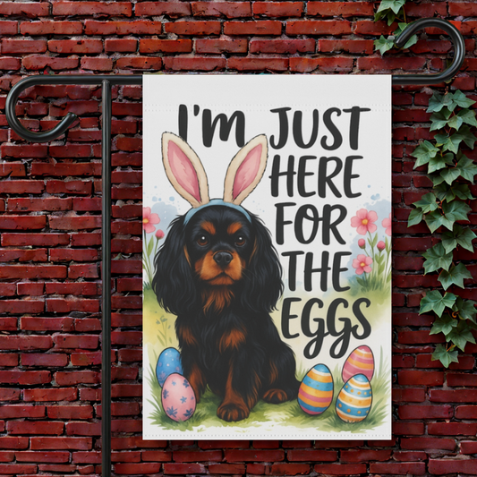 Black Tan Cavalier King Charles Easter Garden Flag