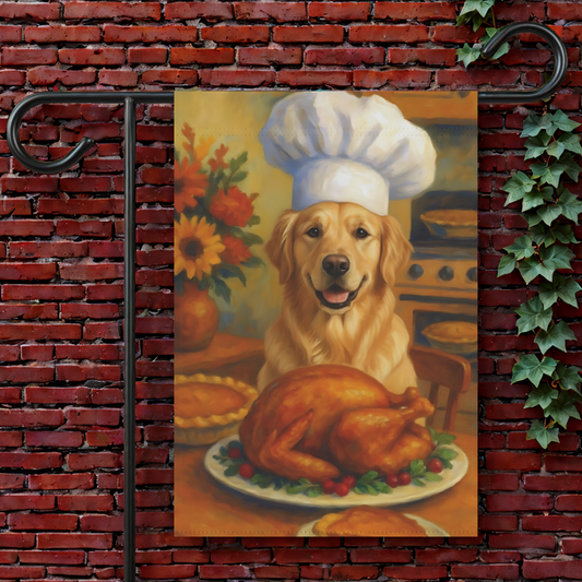 Golden Retriever Thanksgiving Garden Flag