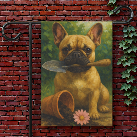 Fawn French Bulldog Little Gardener Garden Flag