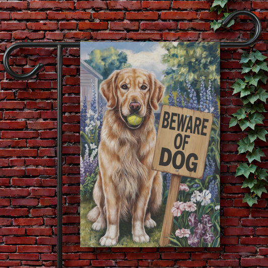 Golden Retriever Beware Garden Flag