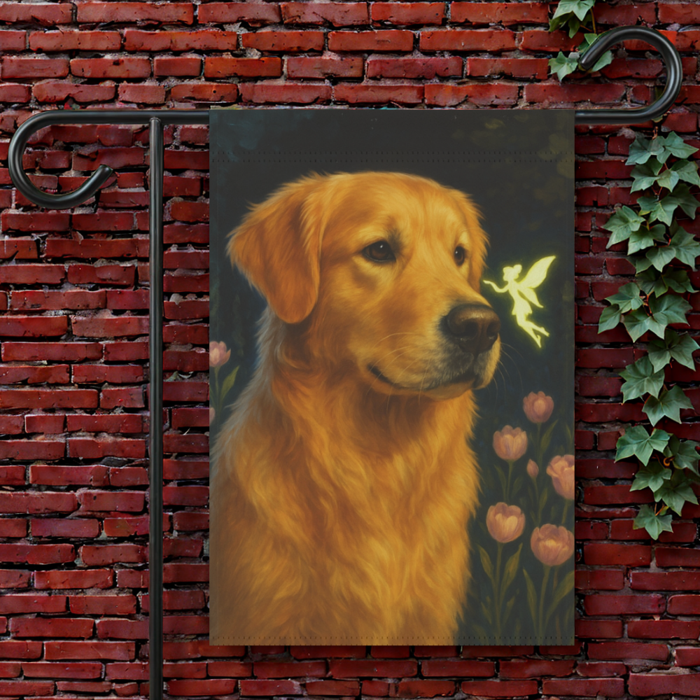Fairy Garden Golden Retriever Garden Flag