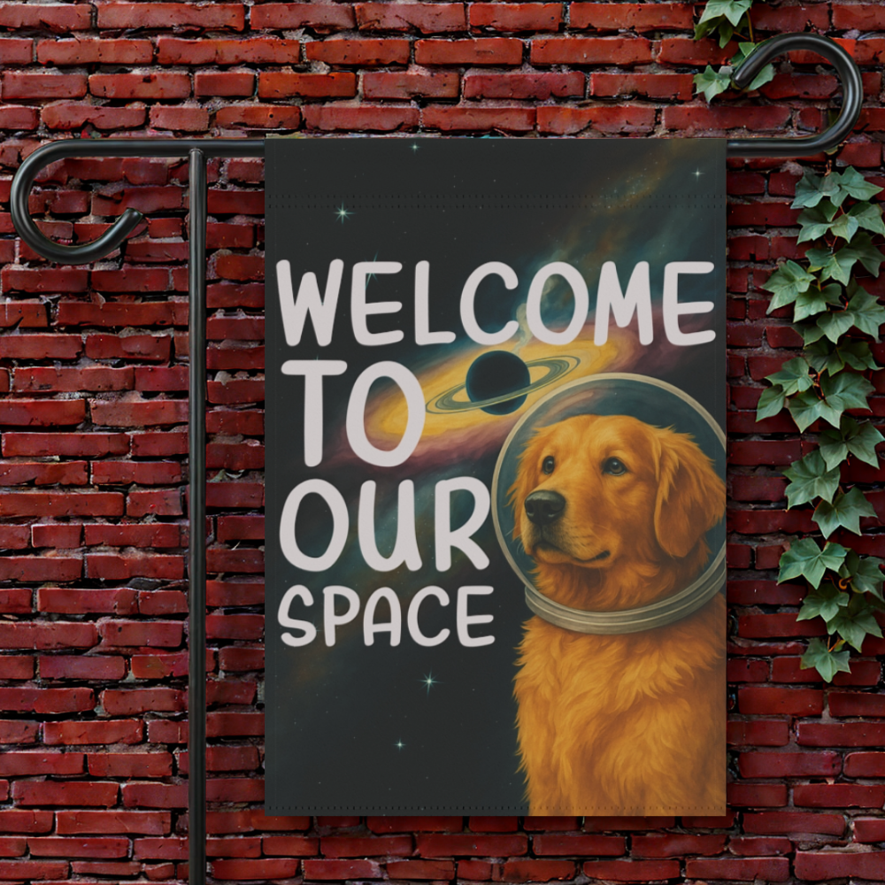 Golden Retriever Space Lover Garden Flag