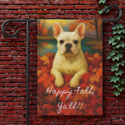 White French Bulldog Fall Ya'll Garden Flag
