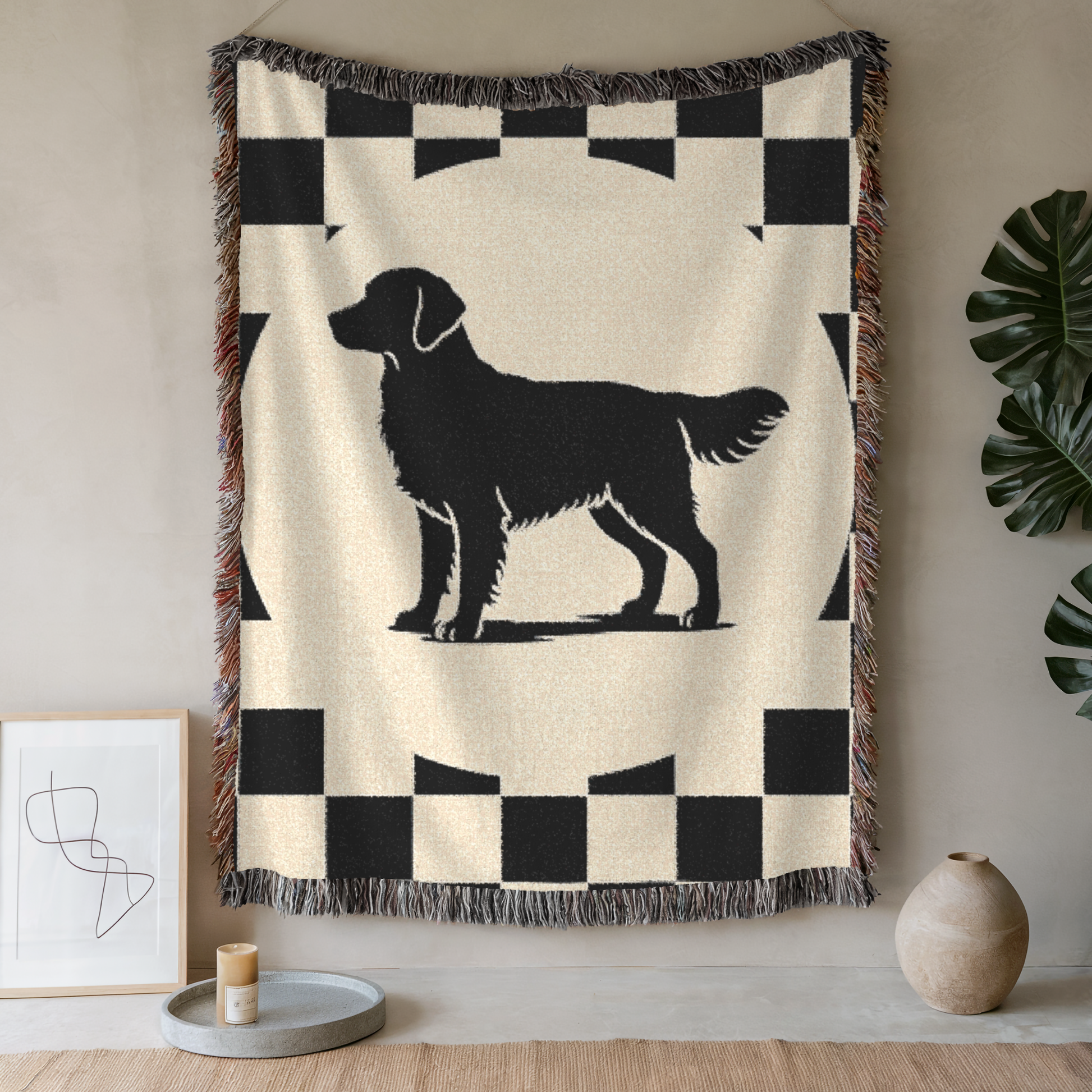Golden Retriever Checkered Racing Throw Blanket Artwork