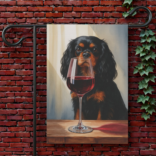Black Tan Cavalier Wine Garden Flag