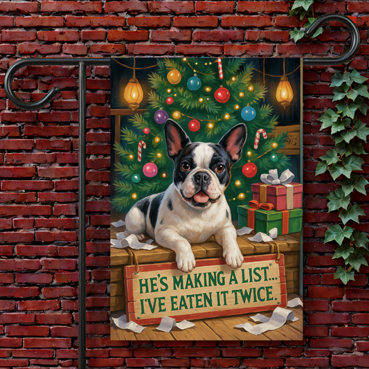 Piebald French Bulldog Funny Christmas Flag