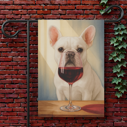 White French Bulldog Wine Garden Flag