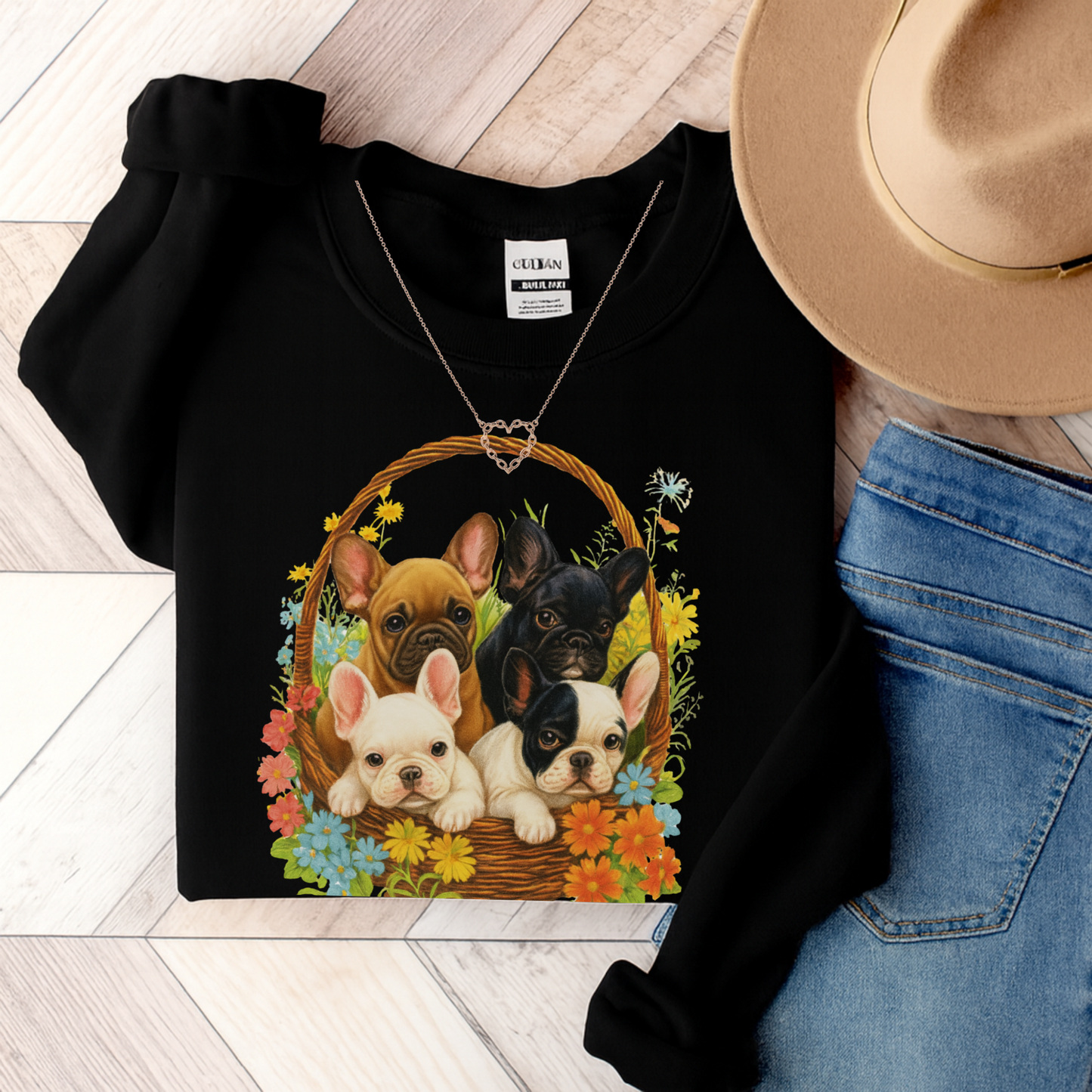 Frenchie Puppy Basket Sweatshirt
