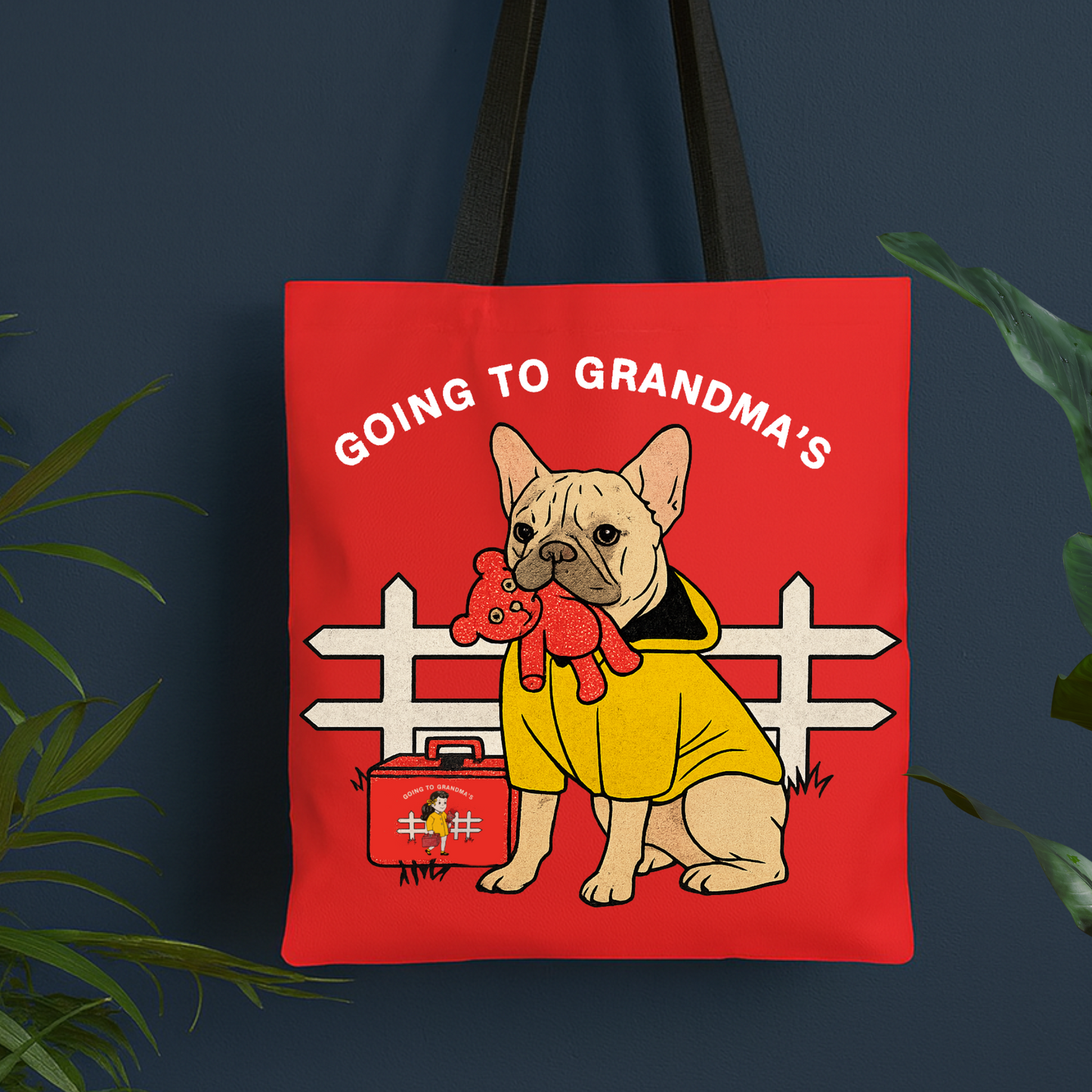 Grandma Fawn Frenchie Tote Bag 13" × 13'' Black
