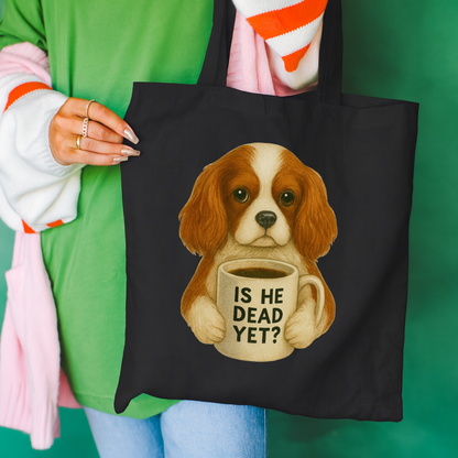 Blenheim Cavalier Dead Yet Tote Bag Black 15" x 16"