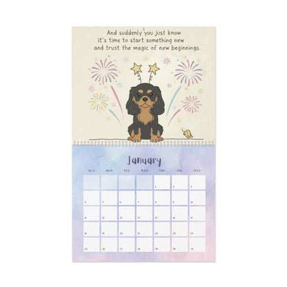 2026 Affirmations Black and Tan Cavalier Wall Calendar