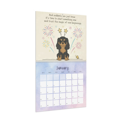 2026 Affirmations Black and Tan Cavalier Wall Calendar