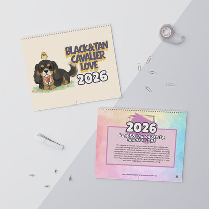 2026 Affirmations Black and Tan Cavalier Wall Calendar
