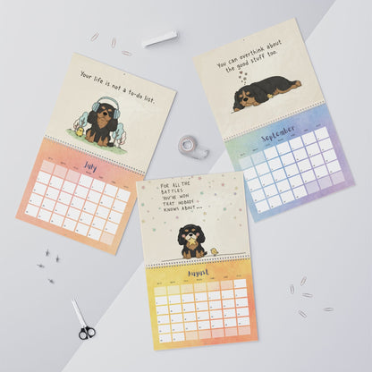 2026 Affirmations Black and Tan Cavalier Wall Calendar