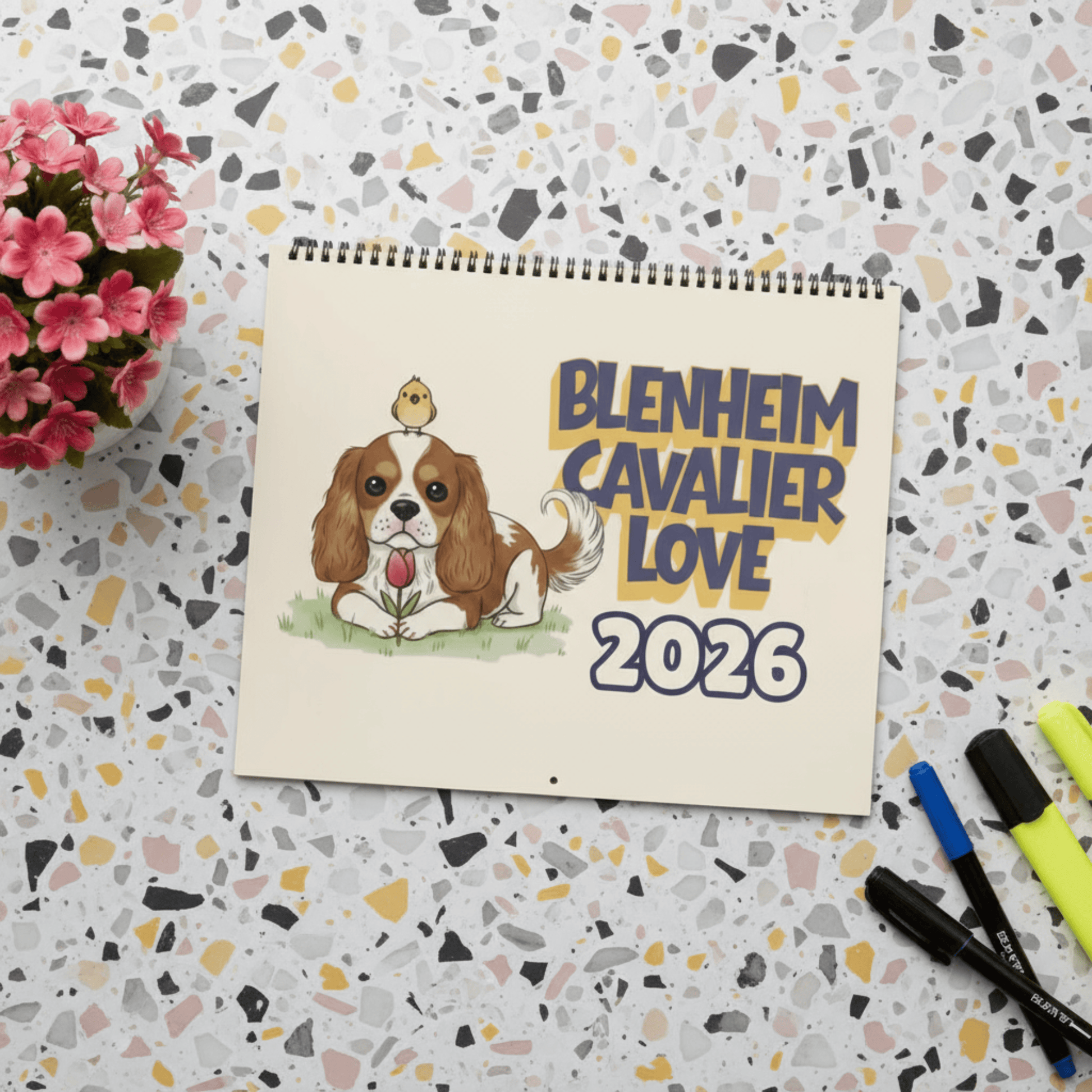2026 Affirmations Blenheim Cavalier Wall Calendar 14" x 11.5" Matte