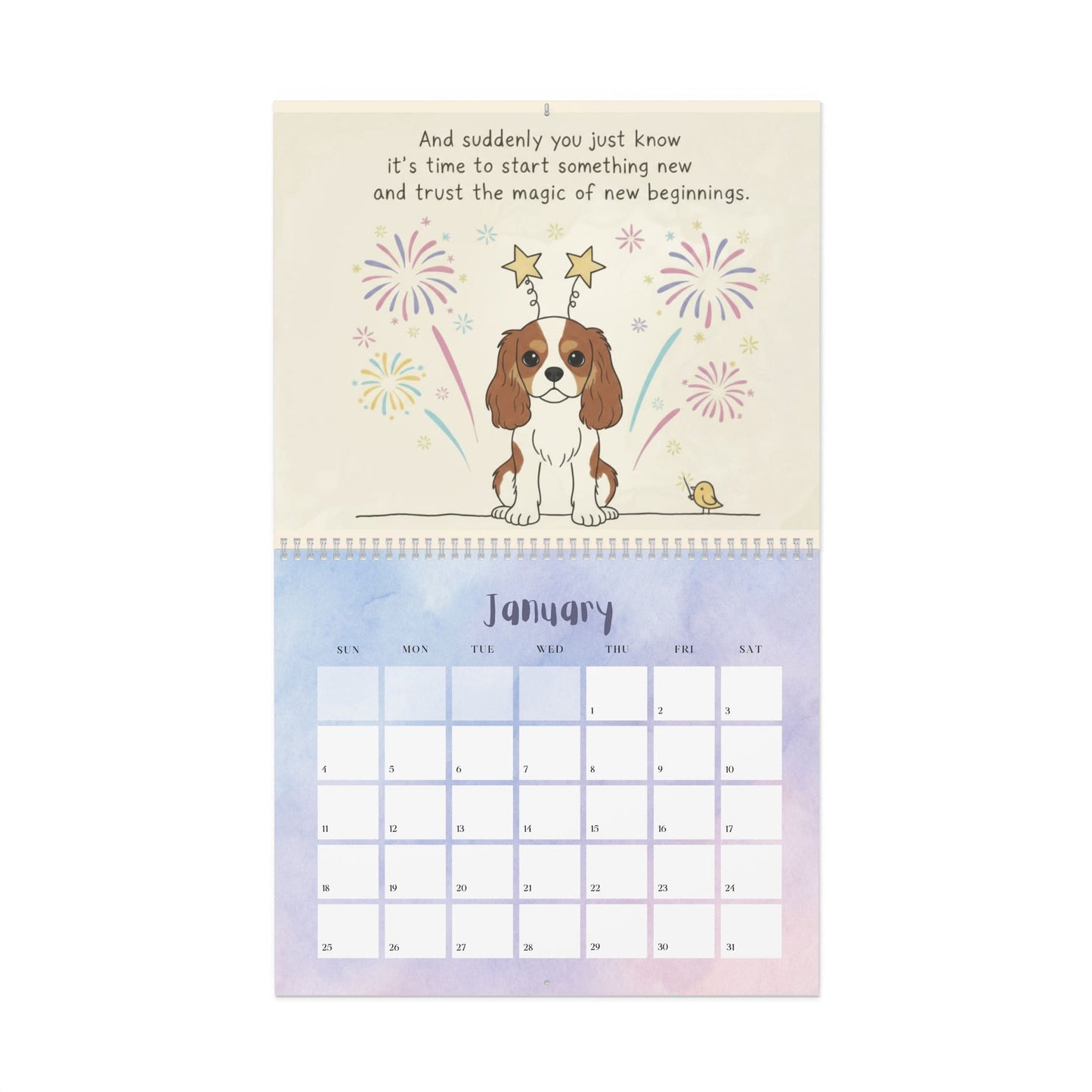 2026 Affirmations Blenheim Cavalier Wall Calendar