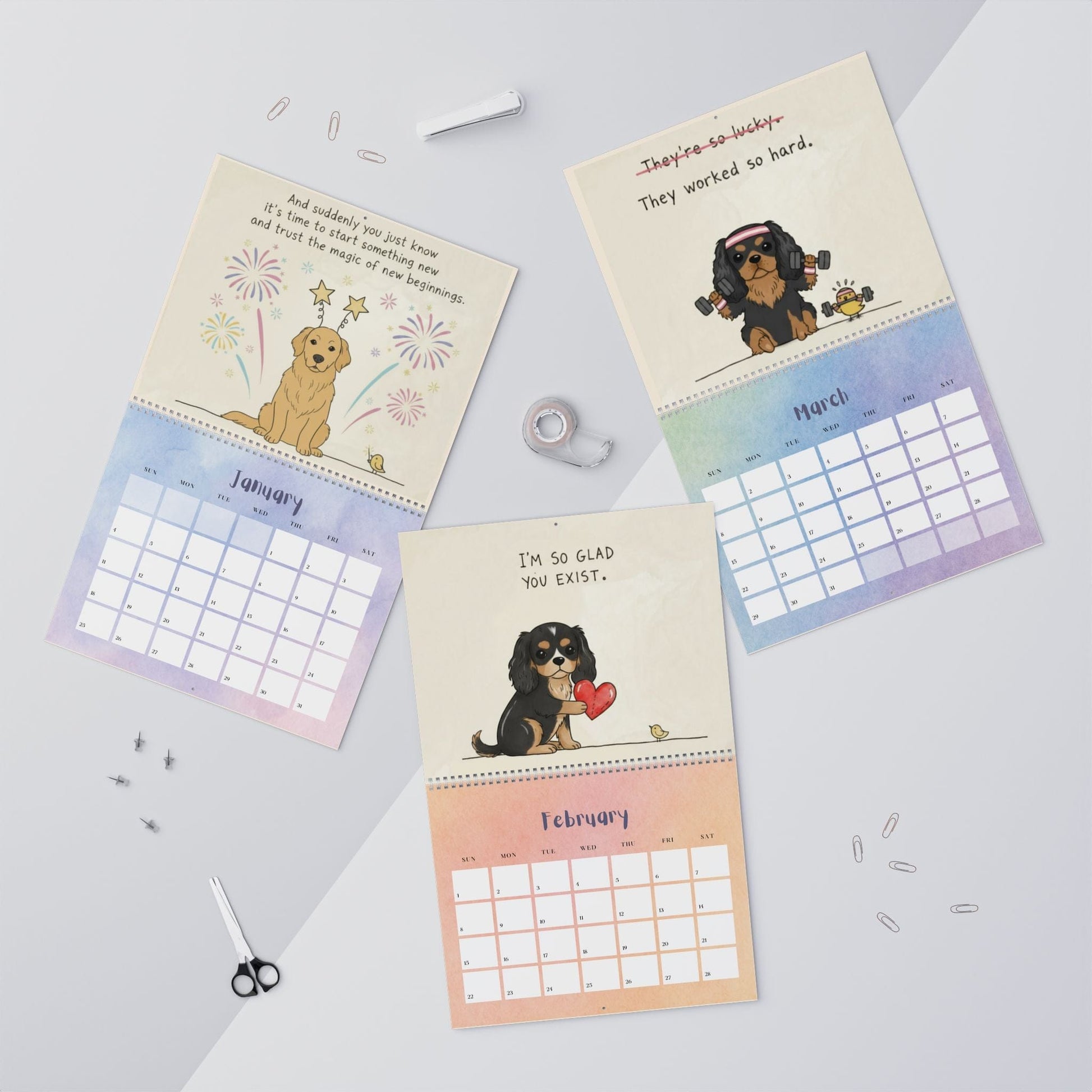 2026 Affirmations Golden Retriever Wall Calendar