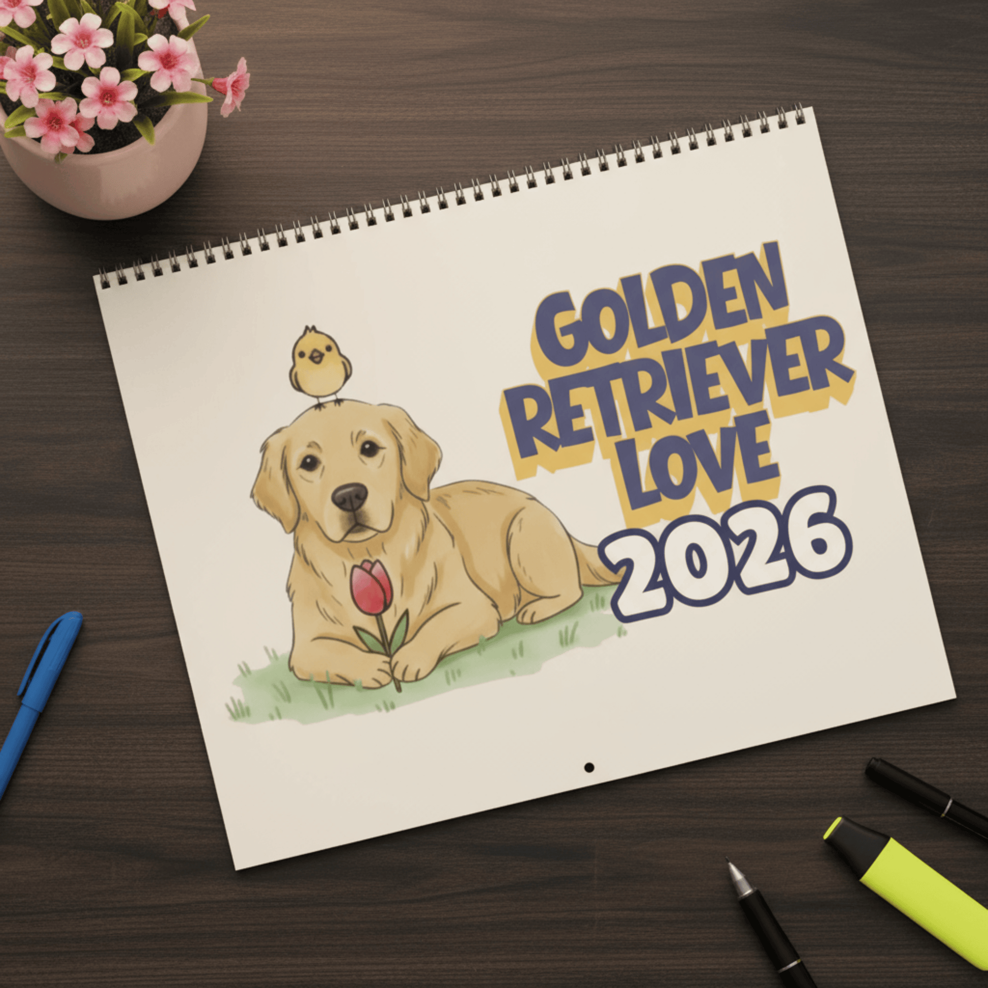 2026 Affirmations Golden Retriever Wall Calendar