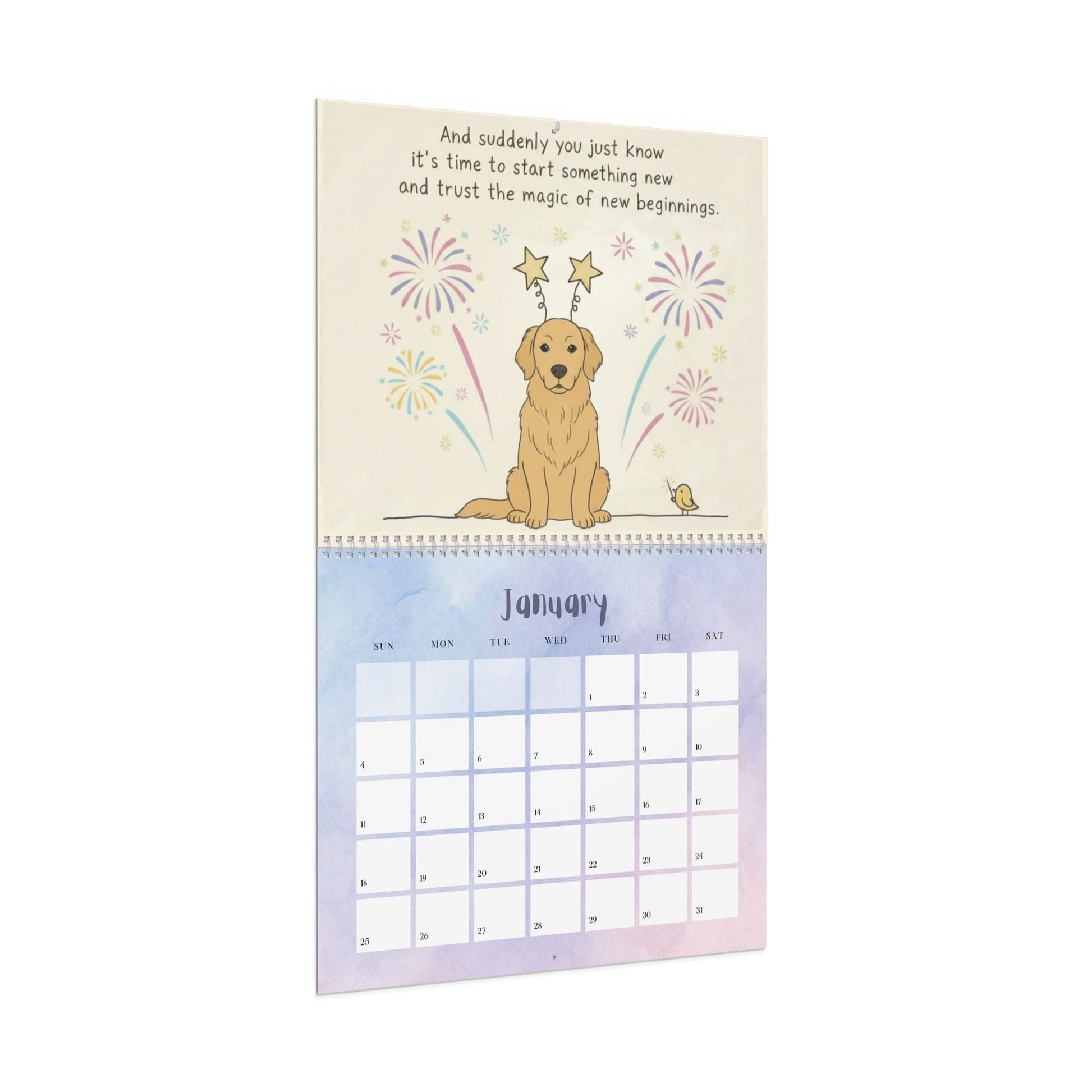 2026 Affirmations Golden Retriever Wall Calendar