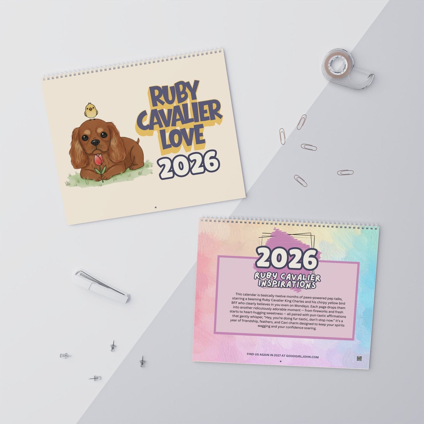 2026 Affirmations Ruby Cavalier Wall Calendar